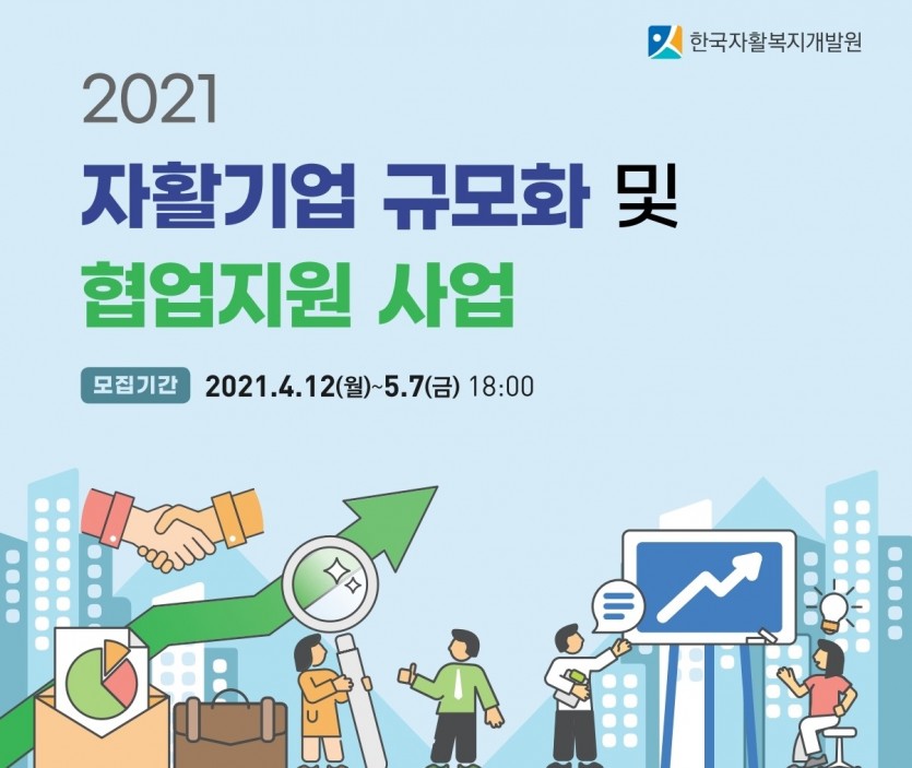 2021 자활기업 규모화 및 협업지원 사업 모집기간 2021.4.12.(월)~5.7.(금) 18:00